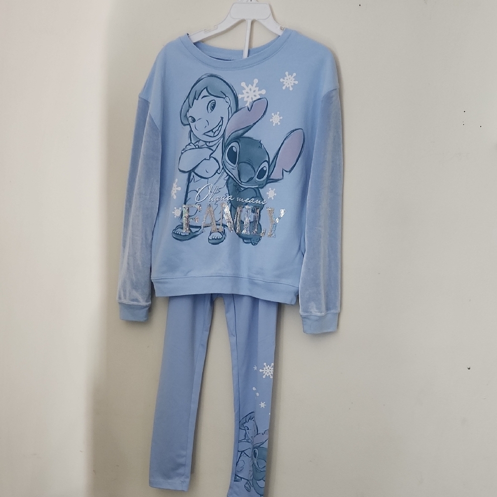 Disney Blue Kids Pajama Set with Cartoon Characters